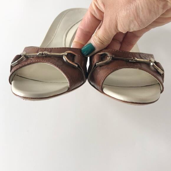 Gucci Retro Vintage Horsebit Monogram Leather Slip On Mules Slides Sandals 36 - Picture 8 of 13